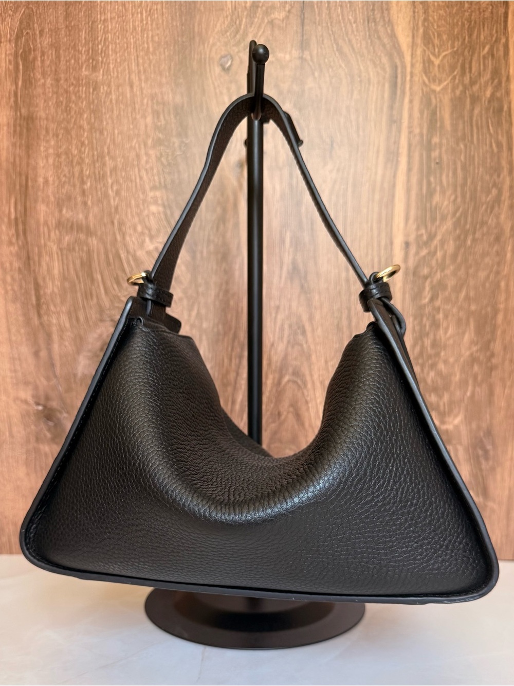 The Horse Clementine Bag in Black Pebbled Leather with Gold - Picture 2 of 8
